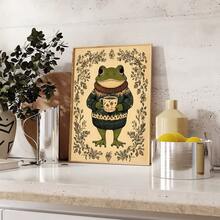 1 幅带框/无框舒适 Cottagecore 植物青蛙育儿室墙壁艺术帆布海报印刷极简主义异想天开的民间艺术美学装饰画，适用于公寓、客厅、卧室、现代家居装饰 - 彩色 - 查看 4