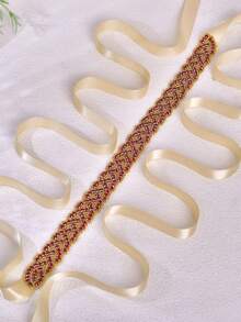 1pc Colorful Luxurious Crystal Diamond Bridal Belt, Gorgeous Rhinestone Decor Waist Belt, European & American Popular Style, Suitable For Wedding, Prom, Party, Evening Dress Accessory - A - View 6