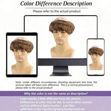 秃头合成假发男士棕色直发无塑料帽时尚僧侣角色扮演服装配饰感恩节和校园节日服装/自然外观/光滑质地万圣节秃头帽 - 彩色 - 查看 7