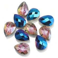 10pcs 14mm Bird Nest/ 13*18mm Grid Water Drop Hole Cut Glass Beads, DIY Craft Accessories For Jewelry Making, Cell Phone Chain, Keychain, Earrings, Necklaces, Shoes & Apparel Decoration
