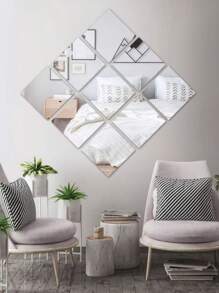 4 Stück selbstklebende Acrylspiegel-Bögen in HD-Qualität, rahmenloser flexibler Spiegelbelag ohne Glas, Spiegelaufkleber für Heim-Wanddekoration, geeignet für Fitnessstudio, Wohnzimmer, Schlafzimmer, Büro, ideal als Geschenk für Freunde und Familie.