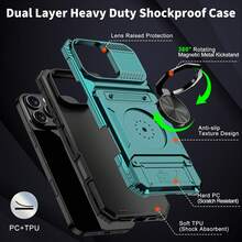 Heavy Duty Shockproof Hard Phone Case With Metal Stand And Card Slot, Compatible With Apple 17, 16, 15, 14, 13 Pro Max, Galaxy S25, S24, S23 Ultra Plus FE, A14, A15, A16, A17, A25, A35, A55, A26, A36, A56, And Series - Green - View 8