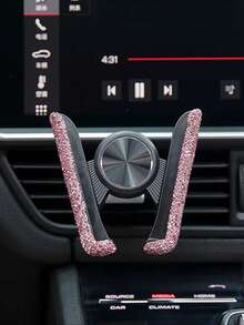 1 件水晶闪亮车载手机支架，迷你仪表盘通风口可调节 360° 通用车载手机支架