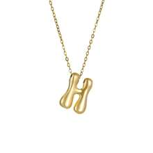 18K Bubble Letter Necklace Gold For Women, Initial Necklaces Rhinestone Chunky Bubble Letter Necklace As Mother's Day Gifts Charm Puff Name Pendant Alphabet Necklaces Non Tarnish Gold Plated Jewelry