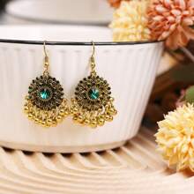 1 paire de boucles d'oreilles clochettes à imprimé floral à la mode, idéales pour un usage quotidien, des cadeaux ou des fêtes