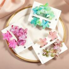 3 Stück/Set fuchsienrote bohemische Marmor-Textur Haarspangen, Blumenformen, verschiedene Größen, geeignet als modisches Haaraccessoire für Sommer-Strandurlaube, Blumenklammern