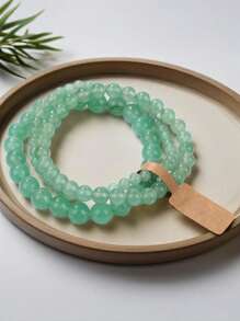 3pcs/Set Natural Stone Bead Bracelets, 4mm/6mm/8mm Round Beads Energy Bracelets Couples Jewelry, Valentine's Day Gift