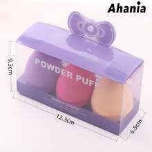 Ahania 3pcs Teardrop Shaped Makeup Sponges, Beveled Cut, For Liquid Foundation, Concealer Super Soft Washable And Reusable - màu xanh lá - Xem 4