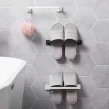 1pc No Drill Towel Rack, Wall Mounted Shoe Rack, Storage Shelf, Bathroom Organizer, Pot Lid Holder