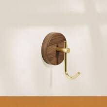 1 件山毛榉/黑桃木优质北欧实木风格免打孔强力粘合挂钩，厨房浴室客厅门衣帽钩，家具五金配件