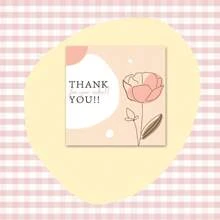 50Pcs 6cm*6cm Thank You Cards Cartoon Flower Greeting Postcards Multicolor Universal Gratitude Labels Event Ornament Home Decor