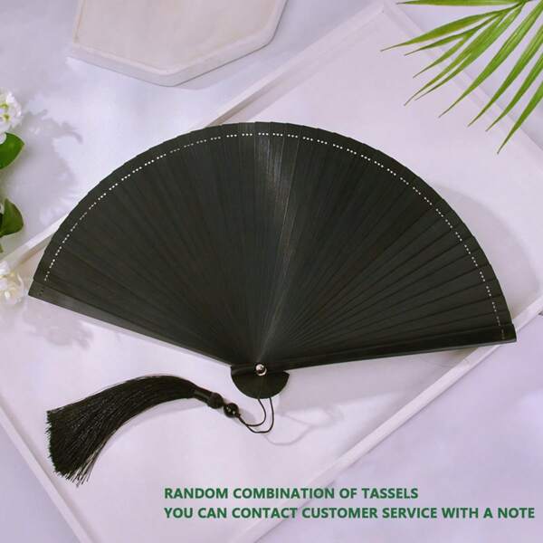 Chic Folding Fans - Beautiful Wooden Handheld Fans With Tassel For Women, Ideal For Weddings And Dancing Parties – Stay Cool In Style