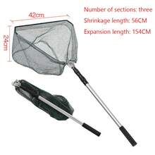 Triangle Fishing Net Fish Landing Net, Foldable Collapsible Telescopic Pole Handle, Durable Nylon Material Mesh, Safe Fish Catching Or Releasing - màu xanh lá - Xem 2