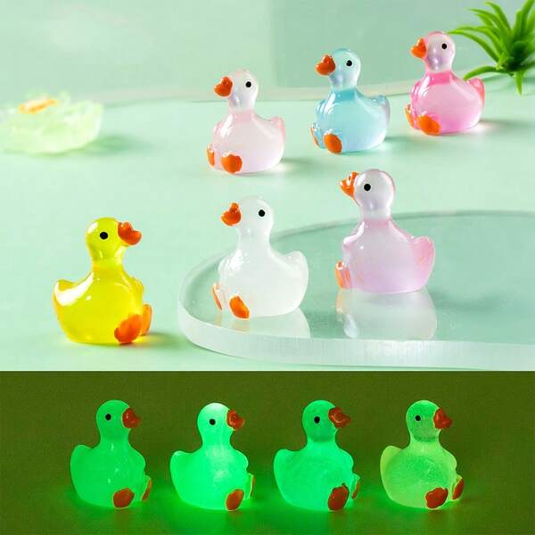 3/5/10/20/35 قطعة من ديكور البط الأصفر الصغير الجميل، زينة لوحة السيارة، ديكور منزلي للنباتات جميل، لعب من الراتنج تضيء في الظلام، ديكور الحديقة، ديكور المكتب، هدايا الحفلات, وملء أكياس الهدايا