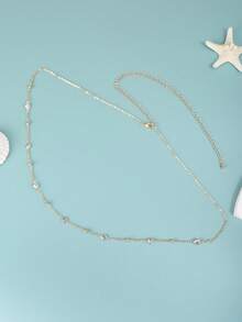 1 件女士水晶链腰带，性感简约身体链首饰，适合海滩、度假、约会、礼物、夏季日常穿着、派对