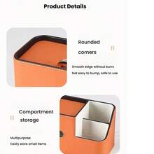 2-In-1 Storage, PU Leather Oval Dual Compartment Tissue Box, Elegant Hidden Storage Box, Napkin Dispenser - Multicolor - View 8