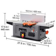 KFFKFF Spiral Benchtop Jointer, 6 In, 1.5HP 10000 RPM Bench Top Wood Jointer, With 14-Blade Spiral Cutterhead 0-1/8'' Adjustable Depth 6.1x27.6'' Table, Portable Woodworking Jointer For All Wood Types