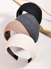 1/4/5 Pcs Girls Fashion Wide Knitted Striped Headband, New Solid Wide Edge Hairband Hair Accessory For Daily Use - Multicolor - View 13