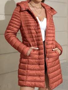 Risissida Women's Casual Hooded Down Jacket With Pockets, Lightweight For Daily Wear - Burgundy - View 7