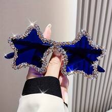 Ocean Candy Color Handmade Rhinestone Camera Club Cool Street Glasses Cute Diamond Pentagram Party Glasses - C2 - Xem 3