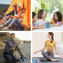 Collapsible Cup-Silicone Small Foldable-Expandable Folding Drinking-Reusable Portable Mugs Cups With Lids Travel, Camping, Hiking, Holiday, Outdoor Sports, Indoors - 紫色 - 查看 6