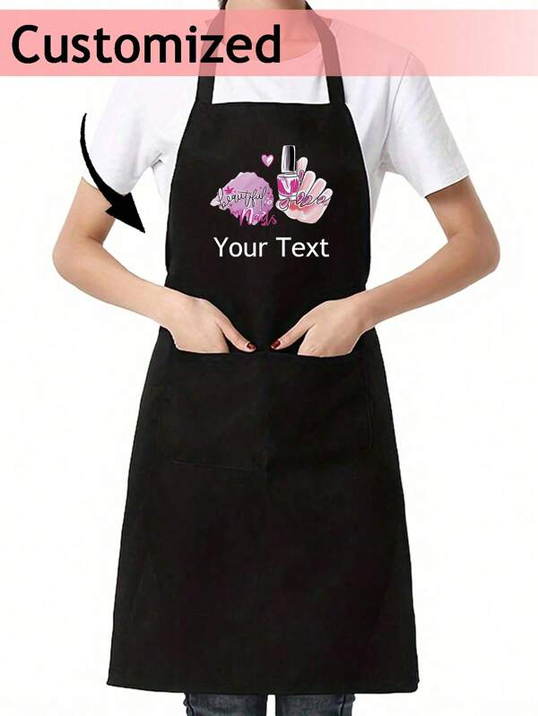 1pc Custom Fashion Kitchen Printed Apron For Dad Father Men Women Custom Name Logo Chef Cooking Kitchen Apron Personalized Kitchen Waterproof Apron Custom Logo,Name Chef Cooking Apron Perfect For Mom Husband Girlfriend Boyfriend,Birthday Anniversary Graduation Wedding Love Unique Gift
