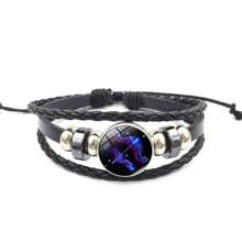 Zodiac Signs Spirit Bracelet Zodiac Bracelet For Women Men Adjustable 12 Constellation Bracelet Multilayer Zodiac Black Leather Bracelets Zodiac Sign Wrap Bracelet For Women Men Birthday Jewelry