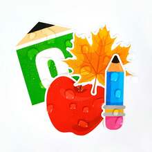 School Season Wall Stickers Cartoon Self-Adhesive Card School Bulletin Board Classroom Chalkboard Party Supplies Decorative Cutouts, A Set Of 53pcs Contains 37 Patterns + 16 Borders + 100 Grains Of Point Glue
