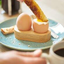 Customized Solid Wood Dual Egg Holder With Personalized Engraving, Unique Egg Cup Rack, Suitable As Children's Gift, Grandfather's Gift, Father's Day Gift (Random Packaging),Chic Design