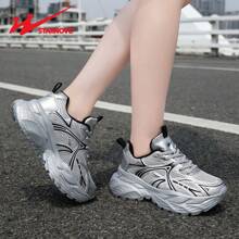 STARNOVO Zapatos deportivos casuales para mujer, zapatillas con suela gruesa antideslizante y cómoda, moda casual con suela blanda antideslizante y transpirable de malla, adecuado para actividades al aire libre de mujeres