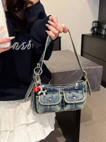 Bolso de hombro de mujer de moda y vintage, versátil bolso de alta calidad para llevar debajo del brazo, bolso de estilo exclusivo