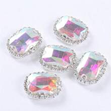 20 Peças Retangulares e Octagonais de Cristais de Vidro, 10x14mm Alta Transparência Arco-Íris Reflexivo Feito à Mão DIY Joias, Adequado para Vestido de Noiva, Sapatos, Bolsas, Decorações Brilhantes de Uso Múltiplo, Artesanato, Roupas, Carros, Feriados, Festas, Presentes