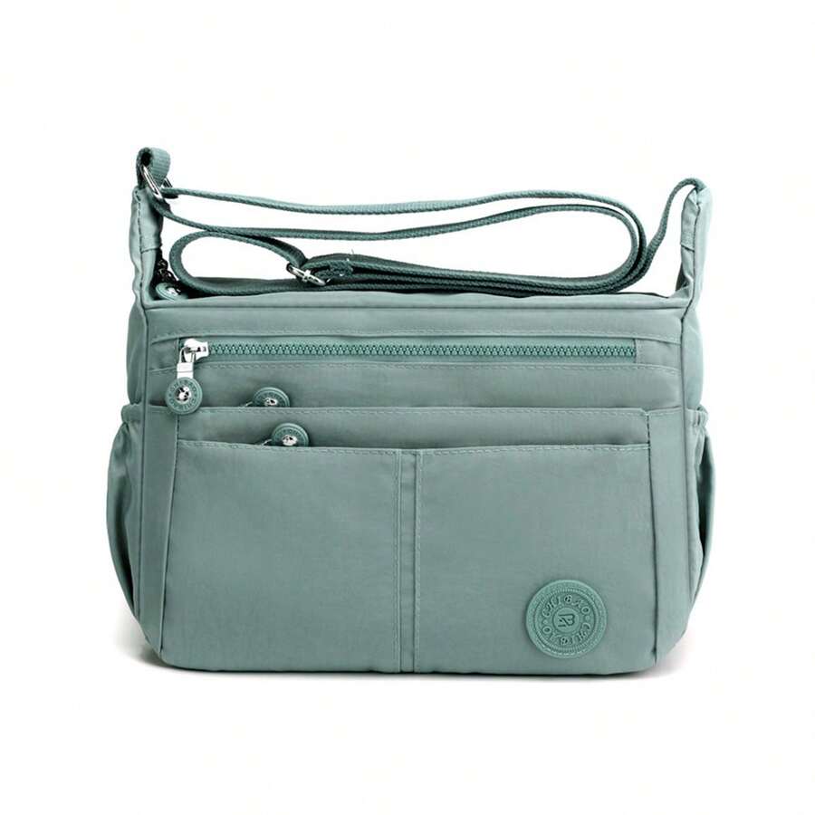 Women's Lightweight Shoulder Bag, Waterproof Sling Shoulder Bag, Nylon Cloth, Size 20cm High * 29cm Wide * 10cm Thick - Green - View 1