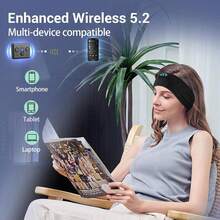 HITOZON 无线运动耳机，配备超薄高清立体声扬声器，男女通用设计，适合睡眠、锻炼、慢跑、瑜伽、失眠、航空旅行、冥想等多种场合。 - 灰色 - 查看 4