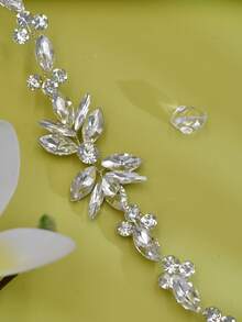 1 件优雅水晶额头发带新娘婚礼发饰带梳子，闪亮女士派对婚礼伴娘发饰 - 銀色 - 查看 3