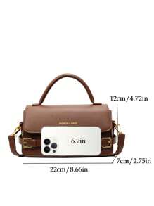 Bolso cuadrado con solapa, bolso de mano de mujer de piel sintética de moda, bolso bandolera elegante con decoración de cadena