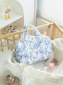 Quilted High Capacity Travel Tote Bag, Weekend Short Trip Storage Bag, Lightweight Washable Mom's Maternity Bag With Detachable Shoulder Strap Bag For School School Accessories School Stuff