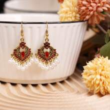 1 paire de boucles d'oreilles clochettes à imprimé floral à la mode, idéales pour un usage quotidien, des cadeaux ou des fêtes