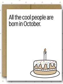 1 张生日快乐贺卡，趣味祝福，所有酷人都出生在五月、六月、七月、八月、九月、十月、十一月、十二月 - 彩色 - 查看 13