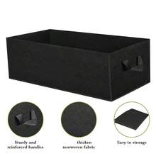 1 pieza Maceta elevada de tela para el jardín, bolsa de plantación rectangular transpirable de tela no tejida para verduras, con asas, para jardinería al aire libre (negro) - Negro - Ver 3