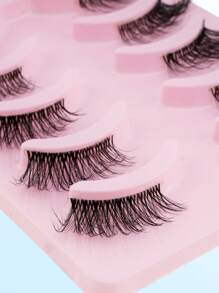 5 Pairs Of Natural Criss-Cross Transparent Stem Semi-Transparent False Eyelashes, Fluffy And Curly, Messy And Reusable, Suitable For Women's Daily And Party Eye Makeup, Elongating The Outer Corner Of The Eyes