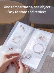 1pc Large Capacity Jewelry Travel Storage Box - 84/160 Slots Multipurpose Storage Book - Transparent Ring Display Case, Anti-Oxidization Necklace Ring Pouch, Jewelry Accessories Earrings Organizer, Storage Bag Bathroom Accessories Back To School