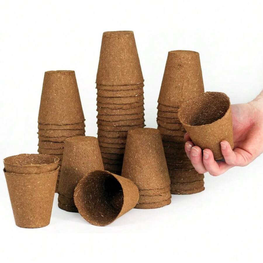Plants 3" Naked Pots | Natural Plantable Seed Starter Pots | OMRI-Listed  For Seedlings | Enhanced Drainage & Aeration |  16 Pack 3 Inch Round - 16 - View 1