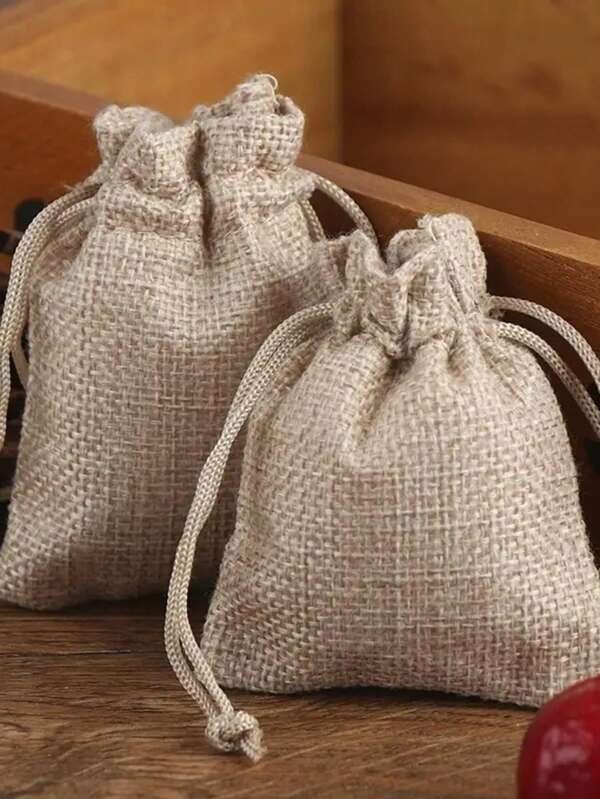 50pcs Reusable Thick Linen Gift Bags, Multi-Size With Drawstrings Linen Sacks For Wedding Gifts, Party, Jewelry Pouch, Birthday Present, Arts & Crafts, Jewelry Packaging, Wedding Favors, Party Gifts