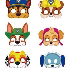 12pcs New Paw Patrol Theme Party Half-Face Mask Dance Party Diy Dog-Shaped Paper Mask, Perfect Party Decoration, Small Gift - Multicolor - View 4