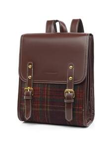 LECEY Brown Large Capacity Flap Vintage Street Style Casual Outdoor Vacation School Backpack For Women