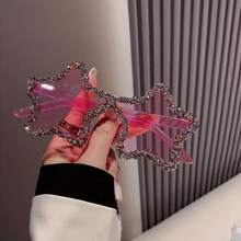 Ocean Candy Color Handmade Rhinestone Camera Club Cool Street Glasses Cute Diamond Pentagram Party Glasses - C2 - Xem 2