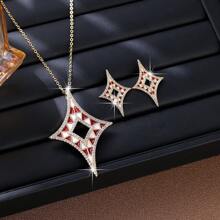 1 Set Small-Brand Minimalist Design Jewelry Set - Necklace & Earrings, Suitable For Everyday Commuting Wear
