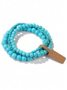 3pcs/Set Natural Stone Bead Bracelets, 4mm/6mm/8mm Round Beads Energy Bracelets Couples Jewelry, Valentine's Day Gift