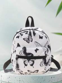 Cute And Playful Butterfly Printed Backpack For Girls - Preppy Style With Adjustable Strap - White Polyester Lining - Hand Wash Or Professional Dry Clean, School Backpack - Multicolor - View 12
